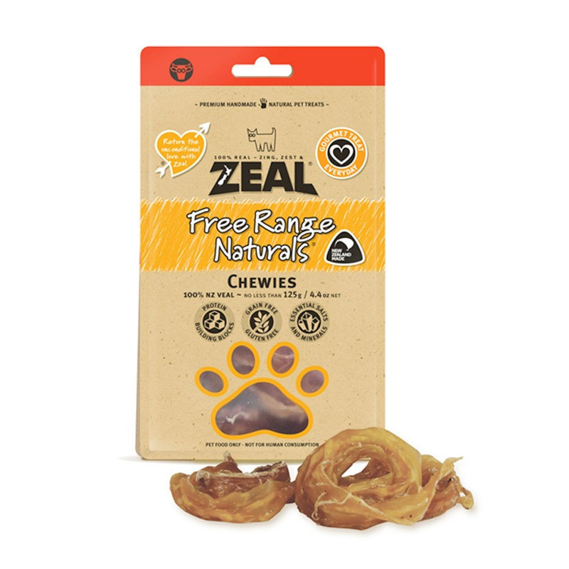 Zeal Free Range Naturals Chewies Dog Treats, 125g (Pack of 8)