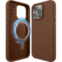 Elago Magnetic Silicone Case Compatible With iPhone 15 Pro Max Case 6.7 Inch, Compatible With All MagSafe Accessories, Built-in Magnets, Soft Grip Silicone, Shockproof, Brown