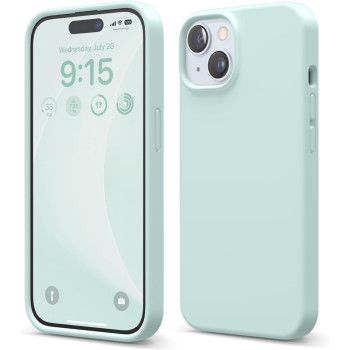 Elago Compatible With iPhone 15 Case, Liquid Silicone Case, Full Body Protective Cover, Shockproof, Slim Phone Case, Anti-Scratch Soft Microfiber Lining, 6.1 Inch, Mint