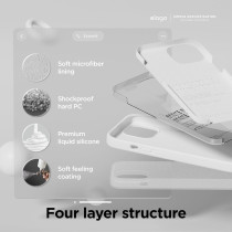 Elago Compatible With iPhone 15 Case, Liquid Silicone Case, Full Body Protective Cover, Shockproof, Slim Phone Case, Anti-Scratch Soft Microfiber Lining, 6.1 Inch, White