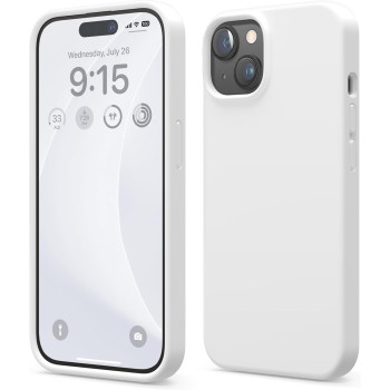Elago Compatible With iPhone 15 Case, Liquid Silicone Case, Full Body Protective Cover, Shockproof, Slim Phone Case, Anti-Scratch Soft Microfiber Lining, 6.1 Inch, White