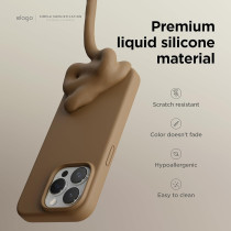 Elago Compatible With iPhone 15 Pro Case, Liquid Silicone Case, Full Body Protective Cover, Shockproof, Slim Phone Case, Anti-Scratch Soft Microfiber Lining, 6.1 Inch, Brown
