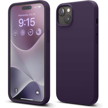 Elago Compatible With iPhone 15 Plus Case, Liquid Silicone Case, Full Body Protective Cover, Shockproof, Slim Phone Case, Anti-Scratch Soft Microfiber Lining, 6.7 Inch, Deep Purple