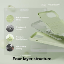 Elago Compatible With iPhone 15 Plus Case, Liquid Silicone Case, Full Body Protective Cover, Shockproof, Slim Phone Case, Anti-Scratch Soft Microfiber Lining, 6.7 Inch, Pastel Green