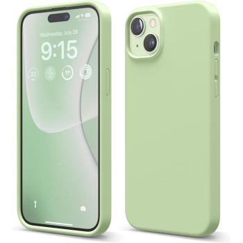 Elago Compatible With iPhone 15 Plus Case, Liquid Silicone Case, Full Body Protective Cover, Shockproof, Slim Phone Case, Anti-Scratch Soft Microfiber Lining, 6.7 Inch, Pastel Green
