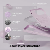 Elago Compatible With iPhone 15 Pro Max Case, Liquid Silicone Case, Full Body Protective Cover, Shockproof, Slim Phone Case, Anti-Scratch Soft Microfiber Lining, 6.7 Inch, Light Lilac