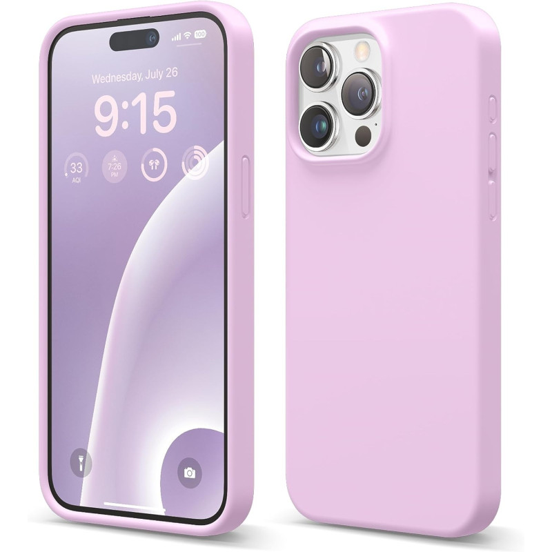 Elago Compatible With iPhone 15 Pro Max Case, Liquid Silicone Case, Full Body Protective Cover, Shockproof, Slim Phone Case, Anti-Scratch Soft Microfiber Lining, 6.7 Inch, Light Lilac