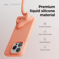 Elago Compatible With iPhone 15 Pro Max Case, Liquid Silicone Case, Full Body Protective Cover, Shockproof, Slim Phone Case, Anti-Scratch Soft Microfiber Lining, 6.7 Inch, Salmon