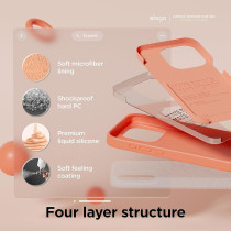 Elago Compatible With iPhone 15 Pro Max Case, Liquid Silicone Case, Full Body Protective Cover, Shockproof, Slim Phone Case, Anti-Scratch Soft Microfiber Lining, 6.7 Inch, Salmon