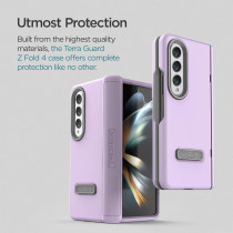 VRS Design Terra Guard Modern Phone Case For Galaxy Z Fold 4 5G, Premium Modern Neat Style (Anti Scratch Hinge Protection) Case With Tempered Glass Screen Protector, Purple