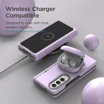 VRS Design Terra Guard Modern Phone Case For Galaxy Z Fold 4 5G, Premium Modern Neat Style (Anti Scratch Hinge Protection) Case With Tempered Glass Screen Protector, Purple