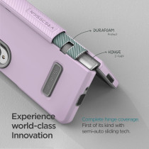 VRS Design Terra Guard Modern Phone Case For Galaxy Z Fold 4 5G, Premium Modern Neat Style (Anti Scratch Hinge Protection) Case With Tempered Glass Screen Protector, Purple