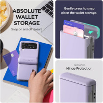 VRS Design Terra Guard Modern GO Phone Case For Galaxy Z Flip 4 5G (2022), Premium Modern Neat Style Spring-Loaded Hinge Cover Wallet Case, Purple