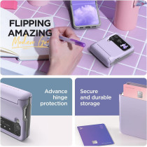VRS Design Terra Guard Modern GO Phone Case For Galaxy Z Flip 4 5G (2022), Premium Modern Neat Style Spring-Loaded Hinge Cover Wallet Case, Purple