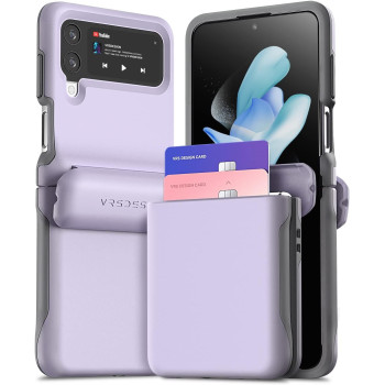 VRS Design Terra Guard Modern GO Phone Case For Galaxy Z Flip 4 5G (2022), Premium Modern Neat Style Spring-Loaded Hinge Cover Wallet Case, Purple
