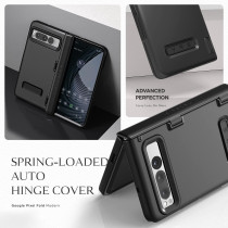 VRS Design Terra Guard Modern For Google Pixel Fold Case, Rugged Minimalist Dual Protection Style (Anti Scratch Hinge Protection) Case Compatible with Pixel Fold, Black