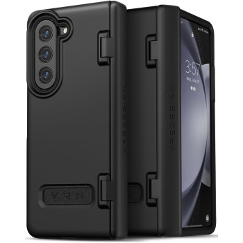 VRS Design Phone Case For Galaxy Z Fold 5 5G (2023) (Terra Guard Modern), Premium Modern Neat Style (Anti Scratch Hinge Protection) Case, Matte Black