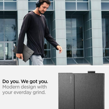 Spigen Stand Folio Designed for Surface Pro x Case With Pen Holder (2021/2020/2019), Charcoal Gray