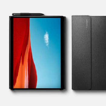 Spigen Stand Folio Designed for Surface Pro x Case With Pen Holder (2021/2020/2019), Charcoal Gray