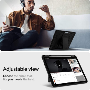 Spigen Tough Armor Pro Designed For iPad Air 6th Generation Case (2024) / iPad Air 5th Generation Case (2022) / iPad Air 4th Generation Case (2020) 11 And 10.9 Inch, With Pencil Holder, Black