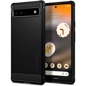 Spigen Rugged Armor Designed Cover Compatible For Pixel 6a Case (2022), Matte Black