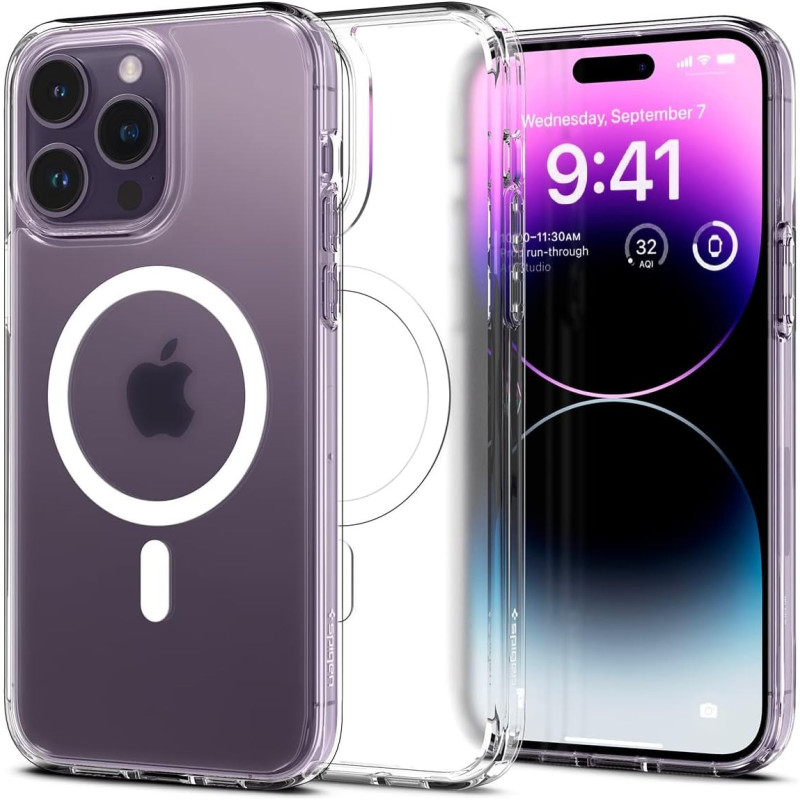 Spigen Ultra Hybrid (MagFit), Anti-Yellowing Technology Designed For iPhone 14 Pro Max Case (2022), Frost Clear