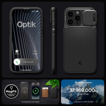 Spigen Magnetic Optik Armor MagFit Designed for iPhone 15 Pro Max Case, (Military-Grade Protection) Compatible With MagSafe (2023), Black