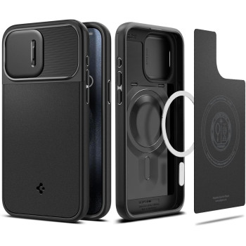 Spigen Magnetic Optik Armor MagFit Designed for iPhone 15 Pro Max Case, (Military-Grade Protection) Compatible With MagSafe (2023), Black