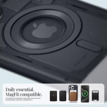 Spigen Magnetic Designed for iPhone 15 Pro Case, Classic C1 MagFit (Military-Grade Protection) Compatible With MagSafe (2023), Graphite