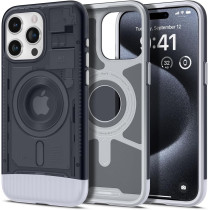 Spigen Magnetic Designed for iPhone 15 Pro Case, Classic C1 MagFit (Military-Grade Protection) Compatible With MagSafe (2023), Graphite