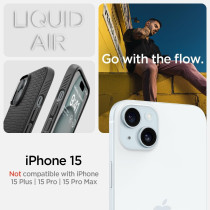 Spigen Liquid Air Armor Designed For iPhone 15 Case (2023), Military-Grade Protection, Matte Black