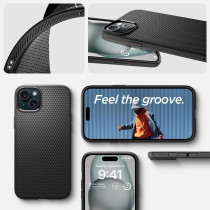 Spigen Liquid Air Armor Designed For iPhone 15 Case (2023), Military-Grade Protection, Matte Black