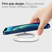 Spigen Mag Fit Designed For MagSafe Charger Pad Cover Case Compatible With iPhone 15, iPhone 14, iPhone 13, iPhone 12 Models, AirPod Pro, AirPod Pro 2, AirPod 3, White
