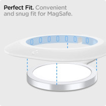Spigen Mag Fit Designed For MagSafe Charger Pad Cover Case Compatible With iPhone 15, iPhone 14, iPhone 13, iPhone 12 Models, AirPod Pro, AirPod Pro 2, AirPod 3, White