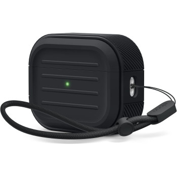Elago Armor Case Compatible With AirPods Pro 2nd Generation Case Cover Compatible With AirPods Pro 2 Case, Lanyard Included, Supports Wireless Charging, Shock Resistant, Full Protection, Black