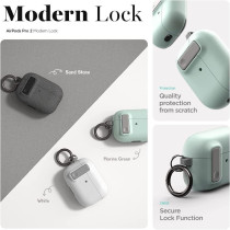 VRS Design Modern Lock Airpods Pro Case For Apple Airpods Pro 2nd Generation And 1St Generation, 2023/2022/2019, Sand Stone, Us Patent Registered