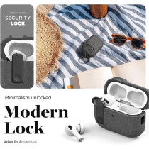VRS Design Modern Lock Airpods Pro Case For Apple Airpods Pro 2nd Generation And 1St Generation, 2023/2022/2019, Sand Stone, Us Patent Registered