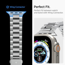 Spigen Modern Fit 316L Designed For Apple Watch Band For Apple Watch Ultra2/Apple Watch Ultra 49mm, Series 9/8/Se2/7/6/Se/5/4/3/2/1 45mm/44mm/42mm, Silver