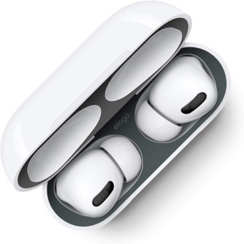 Elago Dust Guard Compatible With Airpods Pro, Airpods Pro 2Nd Generation - Dust-Proof Film, Ultra Slim, Luxurious Looking, Protect From Iron/Metal Shavings, 1 Set, Dark Grey