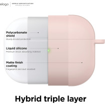 Elago Liquid Hybrid Case Compatible With Airpods Pro 2nd Generation Case Cover - Compatible With Airpods Pro 2 Case, Triple Layer Protection, Keychain Included, Dust Resistant, Shockproof, Pink