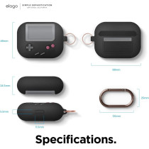 Elago AW5 Compatible With Airpods Pro Case, Classic Handheld Game Console Design Case With Keychain, Durable Silicone Construction, Magsafe Compatible, Black