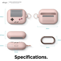Elago AW5 Compatible With Airpods Pro Case, Classic Handheld Game Console Design Case With Keychain, Durable Silicone Construction, Magsafe Compatible, Sand Pink