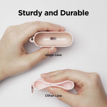 Elago Liquid Silicone Case Compatible With Airpods Pro Case Cover - Keychain Included, Triple Layer Protection, Safeguard Design, Supports Wireless Charging, Sand Pink