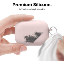 Elago Liquid Silicone Case Compatible With Airpods Pro Case Cover - Keychain Included, Triple Layer Protection, Safeguard Design, Supports Wireless Charging, Sand Pink