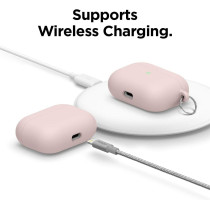 Elago Liquid Silicone Case Compatible With Airpods Pro Case Cover - Keychain Included, Triple Layer Protection, Safeguard Design, Supports Wireless Charging, Sand Pink