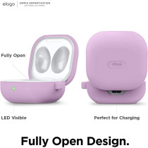 Elago Silicone Hang Case Compatible With Samsung Galaxy Buds Fe Case (2023) / Galaxy Buds 2 Pro Case (2022) / Galaxy Buds 2 Case (2021) / Galaxy Buds Pro Case (2021) / Galaxy Buds Live, Lavender