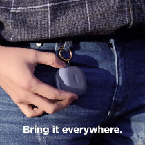 Elago Silicone Hang Case Compatible With Samsung Galaxy Buds FE Case (2023) / Galaxy Buds 2 Pro Case (2022) / Galaxy Buds 2 Case (2021) / Galaxy Buds Pro Case (2021) / Galaxy Buds Live, Lavender Grey