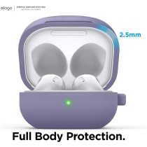 Elago Silicone Hang Case Compatible With Samsung Galaxy Buds FE Case (2023) / Galaxy Buds 2 Pro Case (2022) / Galaxy Buds 2 Case (2021) / Galaxy Buds Pro Case (2021) / Galaxy Buds Live, Lavender Grey