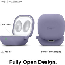 Elago Silicone Hang Case Compatible With Samsung Galaxy Buds FE Case (2023) / Galaxy Buds 2 Pro Case (2022) / Galaxy Buds 2 Case (2021) / Galaxy Buds Pro Case (2021) / Galaxy Buds Live, Lavender Grey