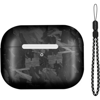 Monocarbon Real Carbon Fiber Case For Airpods Pro 2nd Generation With Lanyard,Antiscratch Slim Protective Hard Cover For Airpods Pro 2 Compatible With Magsafe Wireless Charging, Forged Matte Black